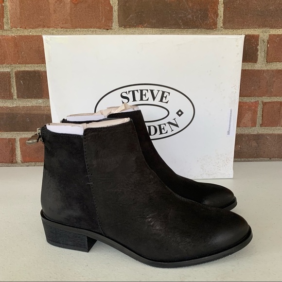 Steve Madden Women’ Baylor Leather Almond Toe Ankle Boots Black, Size US 6 M - Picture 1 of 10